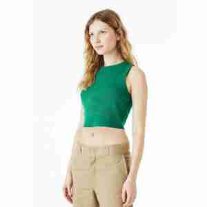 Custom Logo Design Women's Solid Short <b>Crop</b> Tank <b>Tops</b> Breathable Ribbed Knit Polyester/Cotton for Yoga & Gym Fitness - Product Image 5