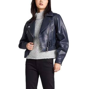 Customized Color Logo Design New Fashion Style Long Sleeve Women's Clothing <b>Sheepskin</b> Cropped Sportswear Leather <b>Jacket</b> All Size - Product Image 6