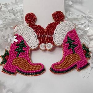 Pendientes artesanales con cuentas de oro para mujer, joyería festiva única para vacaciones de invierno para bodas, fiestas, árbol de Navidad, Navidad a la moda - Product Image 6