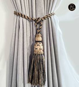 Boho Style Macrame <b>Curtain</b> Tiebacks Handwoven Natural Rope with Wooden Beads for Modern Home Interior Decoration - Product Image 2