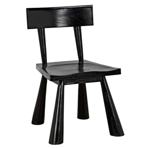 Silla de madera negra maciza con patas cónicas y diseño minimalista - Product Image 3