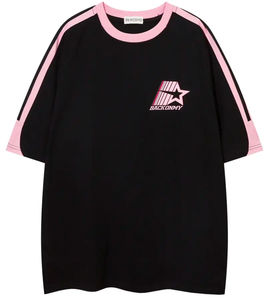 Alta calidad al por mayor verano personalizar estrella impreso LOGO transpirable Anti Shrink tejido de punto ropa casual para hombres y mujeres - Product Image 1