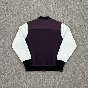 High Quality <b>Men's</b> Purple White Color Block <b>Bomber</b> <b>Jacket</b> Turn-Down Collar Regular Fit Polyester Autumn Casual Wear - Product Image 6