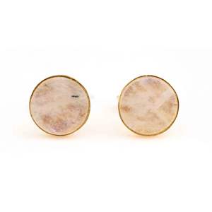 STUD021 joyería fina de moda 9mm Arco Iris piedra lunar plata esterlina chapado en oro Stud pendientes piedras preciosas naturales bisel ajuste regalo - Product Image 3