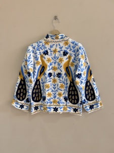 Chaqueta de Algodón con Bordado Suzani con Diseño de Pavo Real Indio para Mujer - Product Image 6