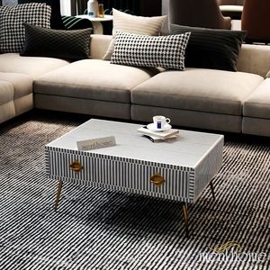 Mesa de centro con incrustaciones de hueso, muebles artesanales elegantes para interiores de salas de estar refinadas - Product Image 3