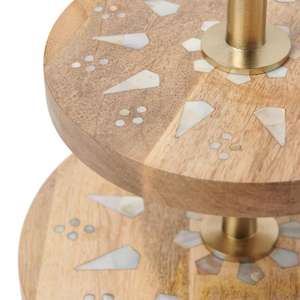 ฐานวางเค้กแบบดั้งเดิม ดีไซน์ลายเหรียญ ฐานตั้งทรงสูง ผลิตจากไม้และโลหะที่เป็นมิตรกับสิ่งแวดล้อม สำหรับเสิร์ฟเค้ก ขนมหวาน และจัดแสดง - Product Image 6