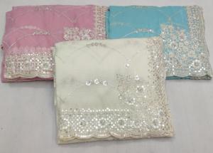 Saree en georgette pure avec bordure de séquence WHITE CODING JALL party wear - Product Image 6