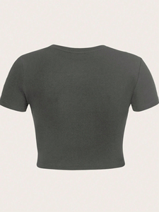 Women's Street Style New Custom CropTop Hot Girl Wear Loose Sports Short Sleeve Breathable Croptop T-Shirt for Summer Season - Product Image 5