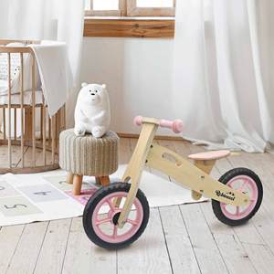 Bicicleta de equilibrio para niños ROBINCOOL, ajustable a 3 alturas con pedales, cuadro de madera rojo, 85 x 38 x 47 cm - Product Image 2