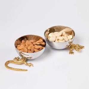 Servidor de cuenco triple de diseño Floral con mango de hoja de bandeja de plata elegante Metal para aperitivos y Chocolate para frutas secas Decoración de mesa de dulces de nueces - Product Image 4