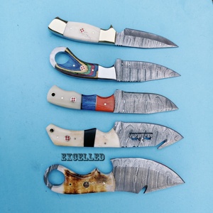 Cuchillo de caza de acero de Damasco hecho a mano de la mejor calidad, cuchillo de hoja de Damasco con funda de cuero, cuchillos japoneses - Product Image 3