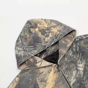 Fabricants de sweats à capuche pour hommes personnalisés, à fermeture éclair intégrale, avec poche avant, streetwear, 500 g/m², poids lourd, double couche, 100 % coton éponge - Product Image 6