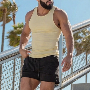 Débardeurs de fitness d'été pour hommes 100% coton respirant I-Line Muscle Vest Casual Sports Tricoté Méthode de tissage - Product Image 6