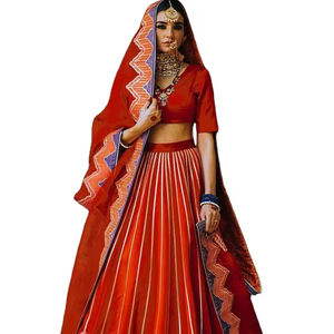 Lehenga Choli de seda de fiesta de la mejor calidad con estampado de satén pesado para bodas 2024 - Product Image 1
