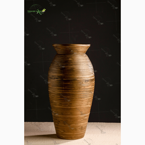 Jarrón Decorativo Artesanal Moderno y Ecológico de Bambú Enrollado, Material Natural Duradero, Thanhs Nam Arts, para Mesa, 24x46cm, Personalizado - Product Image 5