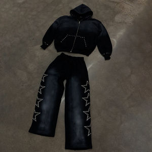 Conjunto de Sudadera con Capucha y Pantalones Deportivos de Invierno, Personalizados, Tejidos, 100% Algodón, Transpirables, Ligeros, con Cierre de Cordón y Lavado Ácido - Product Image 4