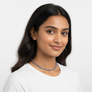 Collar de Cuentas Hecho a Mano Ajustable Chapado en Oro de 18K con Iolita Clásica Facetada en Forma de Caja para Regalo de Boda - Product Image 5