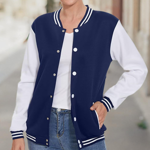 Vestes pour femmes personnalisées Veste universitaire en polyester à col ras du cou et à boutons recouverts de laine et de coton de haute qualité - Product Image 6