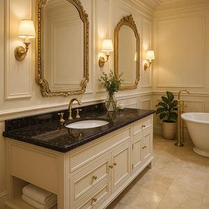 Plan de toilette moderne en granit noir de haute qualité B-E 4, résistant au feu et à l'eau, finition polie, Cliostones B2B - Product Image 5