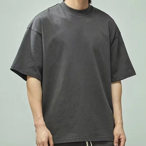 Camiseta Oversize de Algodón Grueso de 300 g/m² con Logo Personalizado, Estilo Urbano, Cuello Simulado, Corte Holgado, Camisetas Lisas Estampadas para Hombre - Product Image 3