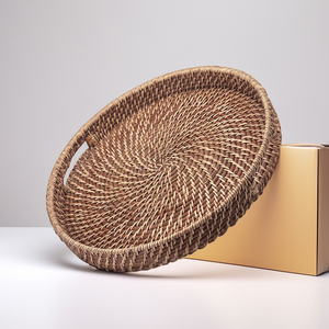 Vietnam Plateaux ronds en bambou faits à la main Plateau de service écologique naturel avec touche de rotin pour restaurant-SR2060 - Product Image 2