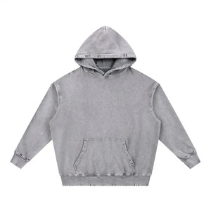 เสื้อฮู้ดดี้ทรงบ็อกซี่สำหรับผู้ชาย ผ้าฟลีซคอตตอน 100% น้ำหนัก 300 กรัม ระบายอากาศได้ดี บริการ OEM แต่งสไตล์วินเทจ ประดับคริสตัลตามสั่ง - Product Image 3