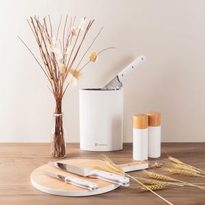 Ensemble de casseroles PIXEL Chef (24x4,5 cm) - Poêle en aluminium pressé + 3 couteaux en acier inoxydable avec manches (blanc) + 5 ustensiles de cuisine en silicone - Product Image 3