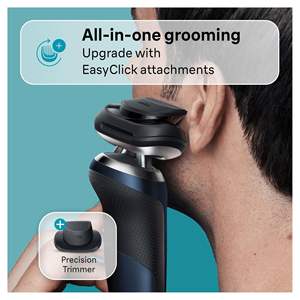 Rasoir électrique rechargeable pour homme, rasoir à grille bleu, utilisation humide/sèche, tête flexible, accessoire tondeuse, étanche IPX7, sans fil, lavable - Product Image 3