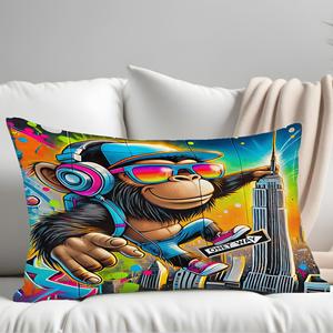Colorful Monkey Printed <b>Pillow</b>: Custom, Cute Cushion for <b>Kids</b> Room Decor,16"x16" - 40x40 cm - Product Image 5