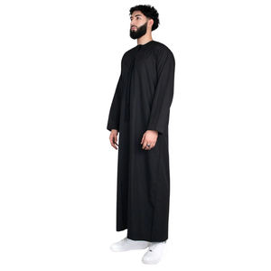 Thobe émirati de luxe noir, Kandura traditionnelle, vêtement arabe élégant, Jubba pour homme, doux et respirant, tenue islamique moderne - Product Image 4