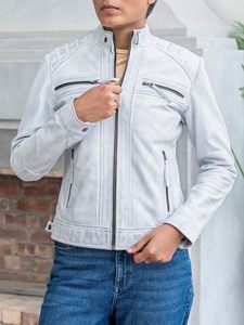 Chaqueta de Cuero de Moda para Mujer, Nueva Llegada, Alta Calidad, al por Mayor, Transpirable, Impermeable, Cuero Puro con Forro de Satén y Nailon - Product Image 4