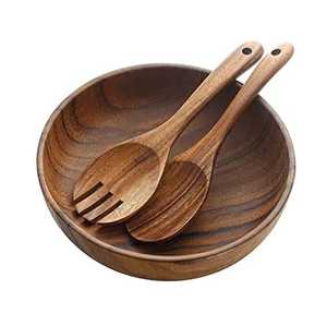 Ensaladera de madera de acacia, utensilios de cocina pulidos ecológicos para arroz, postre, cereales, servir para fiestas y catering a bajo precio - Product Image 3