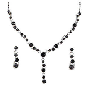 Ensemble de bijoux de mode Urthn collier plaqué rhodium en pierre autrichienne noire 1102843 - Product Image 1