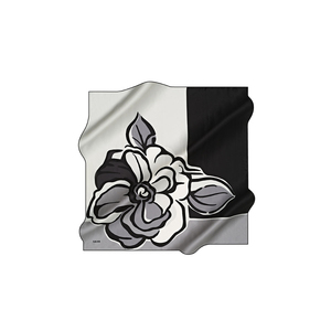 ผ้าพันคอผ้าไหมทรงสี่เหลี่ยม100% หรูหราลายดอกไม้และจุด - Product Image 1