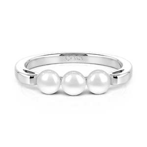 Bague de mariage Jeulia simple à trois perles en argent sterling - Product Image 1