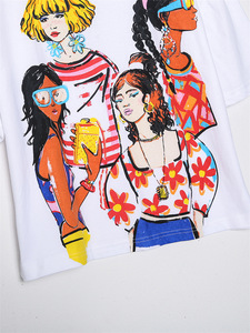 Vente en gros 2022 été nouveau col rond à manches courtes imprimé T-shirt femmes Logo personnalisé - Product Image 6