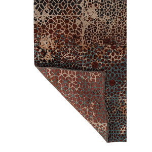 Tapis classique Tattvam en laine et soie bleus, noués à la main, Ebsk-9012-Rectangulaire 9x12, motif abstrait patchwork pour chambre et couloir - Product Image 5