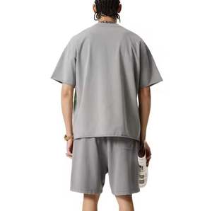 Conjuntos cortos de lavado ácido de alta calidad para hombres Camiseta y pantalones cortos serigrafiados personalizados para el verano Conjunto de 2 piezas de bajo precio - Product Image 6