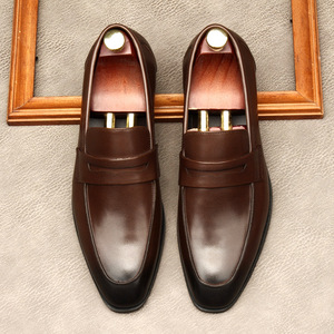 Chaussures habillées en cuir pour hommes, bout pointu, décontractées, souples, chaussures décontractées, chaussures Oxford formelles de bureau, chaussures plates décontractées - Product Image 2