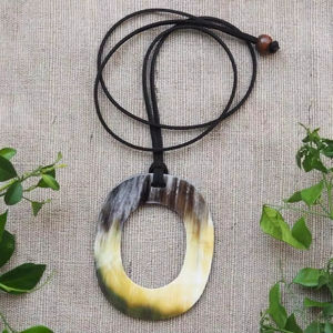 Elegant <b>Natural</b> Buffalo Horn Pendant Necklace Handmade Animal Jewelry with Polished Technique Luxe Home Decor BY HF <b>CRAFTS</b> - Product Image 1