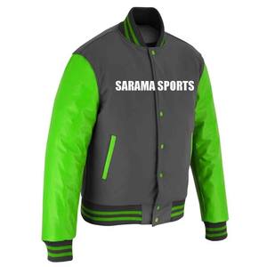 Veste universitaire unisexe personnalisée avec broderie OEM, 100% laine, écologique, streetwear d'hiver, veste de baseball, veste universitaire bicolore contrastée - Product Image 2