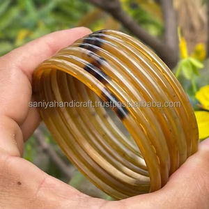 ชุดกำไลข้อมือเขาควายธรรมชาติขัดเงา7ชิ้นหายากมากคอลเลกชันสร้อยข้อมือรูปสัตว์ - Product Image 6