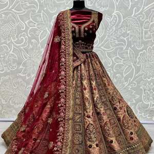ผ้าไหมที่สวยงาม lehenga choli กับ dupatta คู่ - Product Image 1