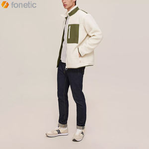 Dernière conception de veste polaire Sherpa pour hommes Logo personnalisé imprimé léger et long avec col montant Vente en gros - Product Image 4