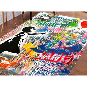 Alfombra con Estampado de Chica de Banksy Inspirada en el Graffiti: Decoración Interior de Arte Moderno, Alfombra Suave No Tejida - Product Image 1
