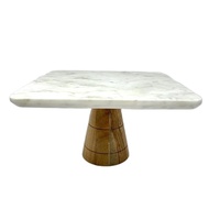 Support à gâteau rotatif élégant en bois d'acacia et marbre, design moderne et écologique, taille personnalisable, outil de cuisine pour gâteaux et pâtisseries