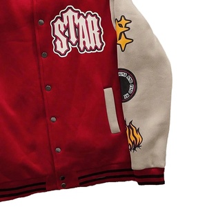 High Quality <b>Star</b> Varsity <b>Jacket</b> Men Customized Color Front Applique Letter Print V-Neck Collar Autumn 100% Wool Eco-Friendly - Product Image 4