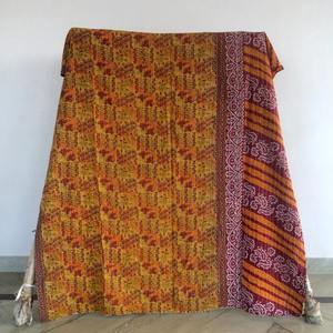 100% orgánico Vintage Kantha algodón edredón suave cómodo 55*85 pulgadas hecho a mano India Lino lanza con patrón de carácter sólido - Product Image 6