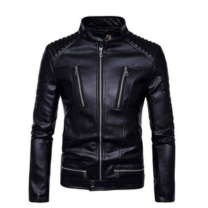 Men's New Style Genuine Leather <b>Jackets</b> Wholesale Supplier Stand Collar Zipper Letter Fashionable Canvas <b>Jacket</b> for Winter - Product Image 4